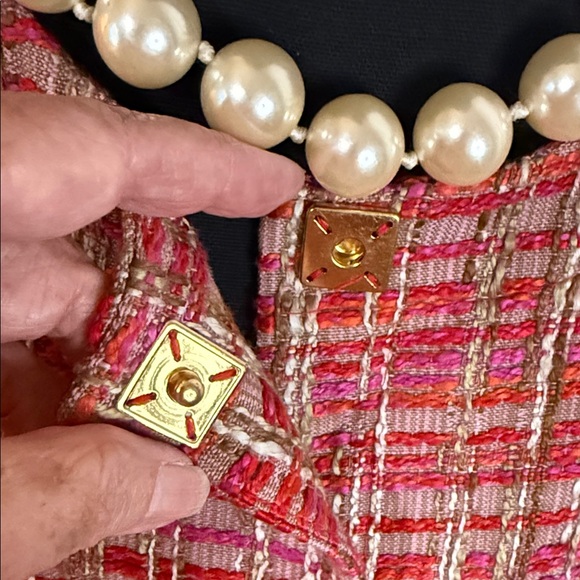 Jones New York Women’s Boucle Jacket Pink Orange Spring Easter Timeless Classic - Picture 4 of 10